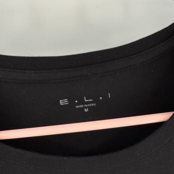 E.L.I. Top Size Medium Black Luxury Knit Peruvian Pima Cotton Stretch Drawstring - Picture 3 of 13